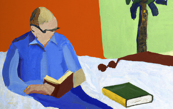 "The person reading a book" David Hockney tasted oil painting